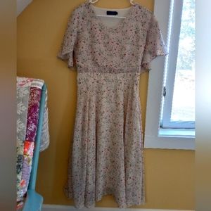 Roolee flutter sleeve cape floral spring dress